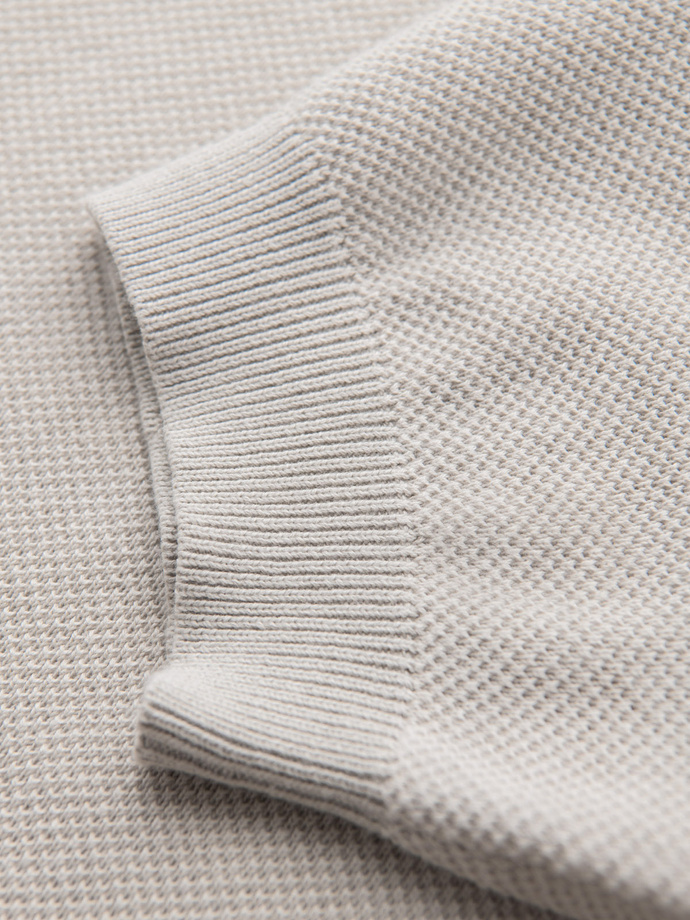 Men's cotton structured knit polo shirt - beige V6 OM-POSS-0117