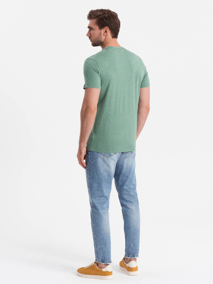 Men's t-shirt with decorative confetti effect - green V4 OM-TSCT-0178