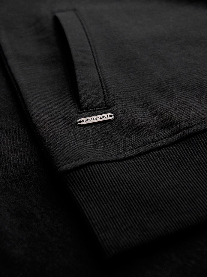 Cotton unbuttoned men's sweatshirt bomber - black V5 OM-SSZP-0215