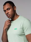 Men's cotton t-shirt with green patch on chest - mint V4 OM-TSCT-0151