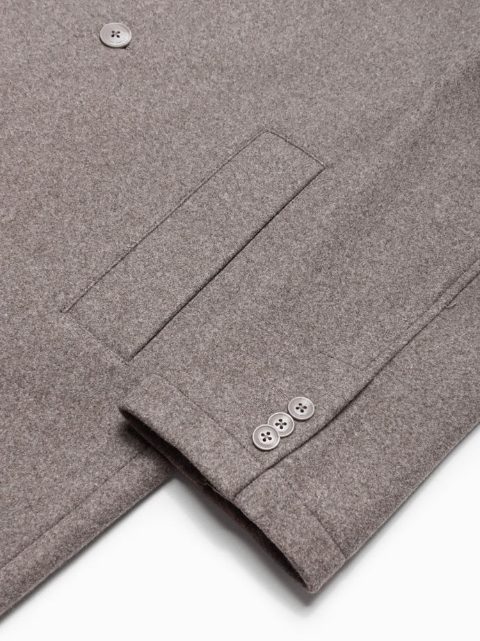 Men's lightweight single-breasted coat - light brown V4 OM-COWC-0104