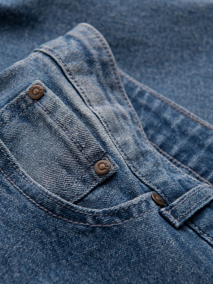 Men's CARROT FIT denim pants with subtle rubbing - blue V1 OM-PADP-0162