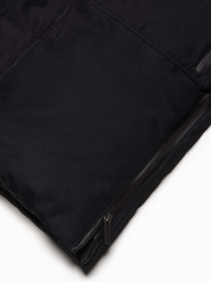 Alaskan men's winter jacket with detachable fur from the hood - black V2 OM-JALJ-0148