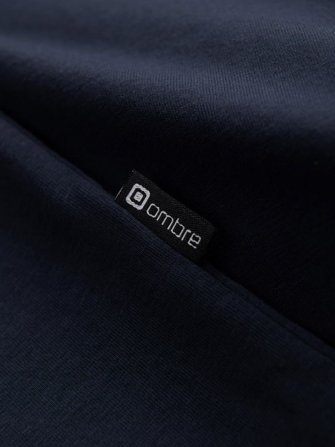 Men's signature elastane longsleeve with round neckline - navy blue V2 OM-LSCL-0102