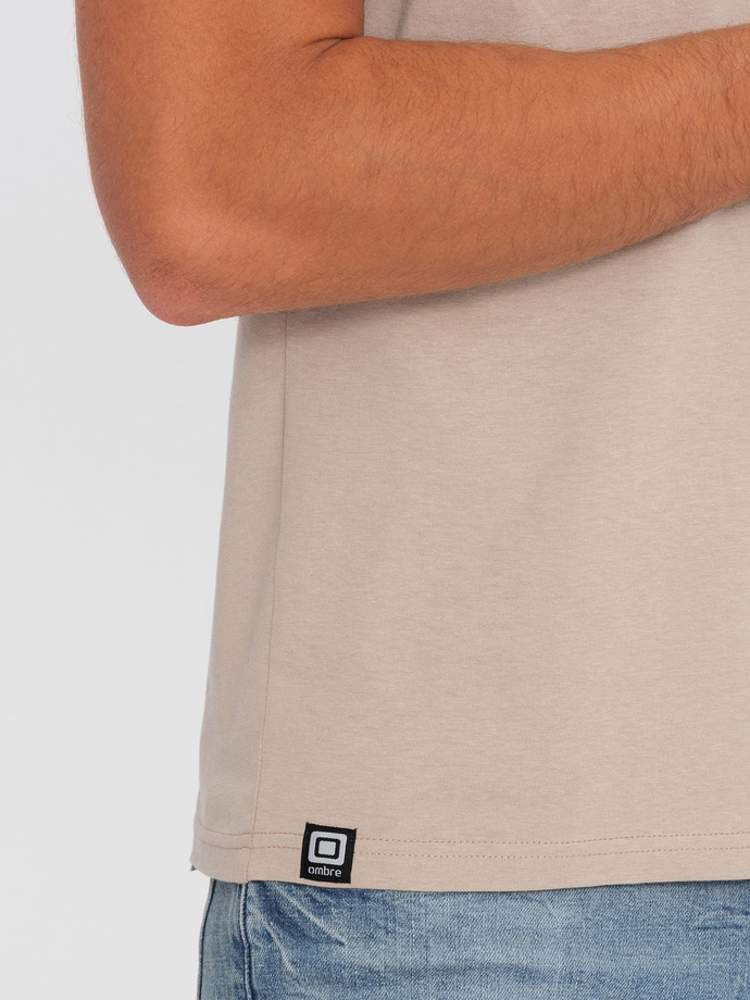 Men's classic BASIC v-neck T-shirt - sand V5 S1369