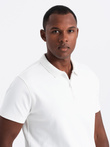 Men's polo shirt with zippered collar - white V1 OM-POSS-0132 