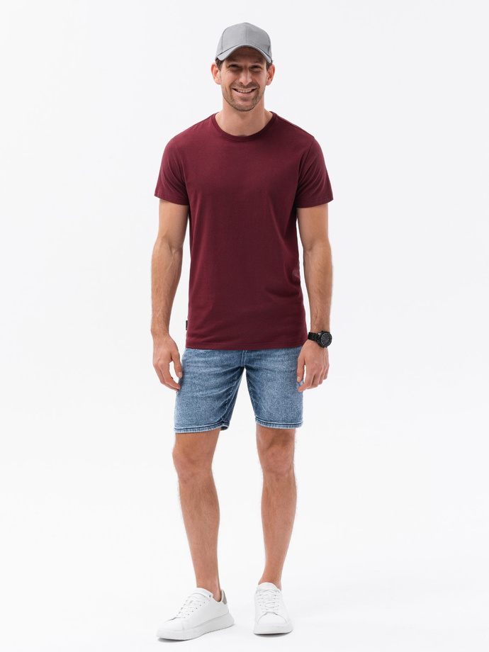 T-shirt męski bawełniany BASIC - bordowy V10 S1370
