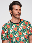 Men's full print floral pattern cotton t-shirt - black V2 OM-TSFP-0249