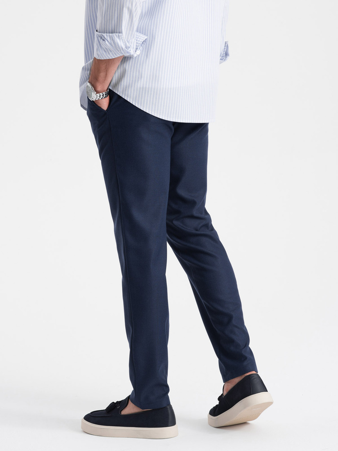 Men's classic chino SLIM FIT pants - navy blue V1 OM-PACP-0182