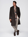 Men's double-breasted wool coat - dark brown V3 OM-COWC-0133