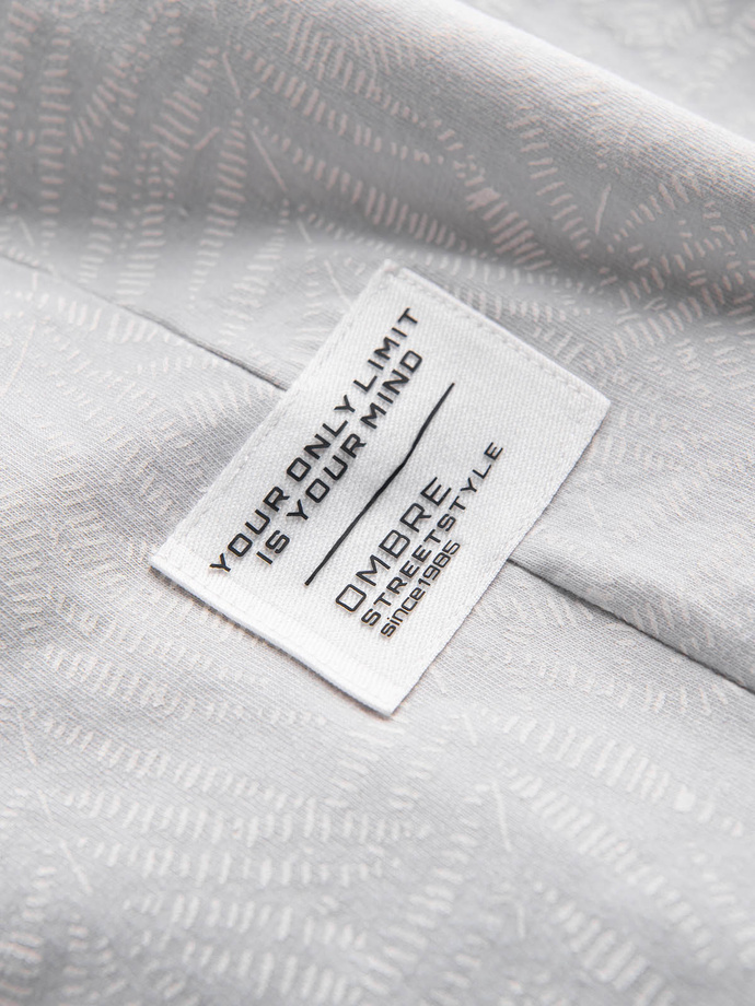 Men's fulllprint t-shirt in palm leaves - grey V2 OM-TSFP-0182