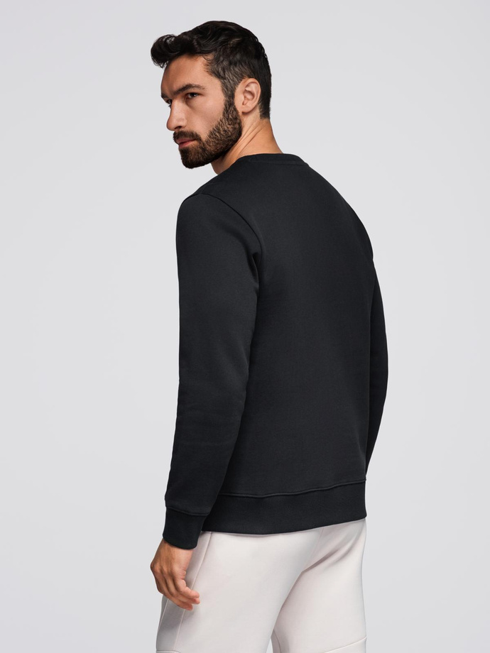 BASIC men's sweatshirt with round neckline - black V5 OM-SSBN-0175