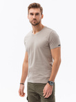 Classic BASIC men's T-shirt with a serape neckline - beige V21 S1369