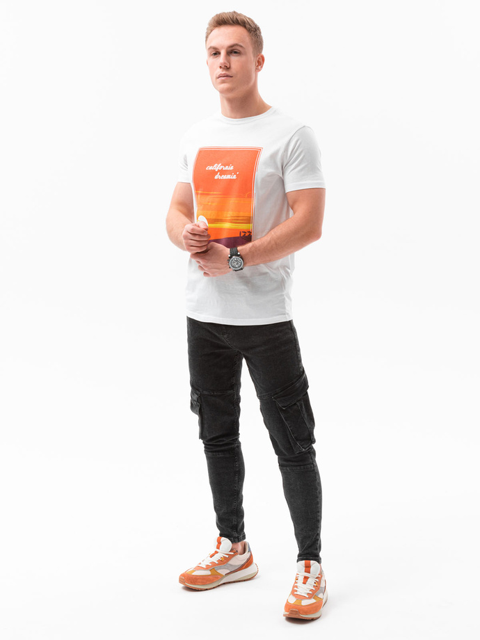 Men's printed t-shirt V-1A- white S1434