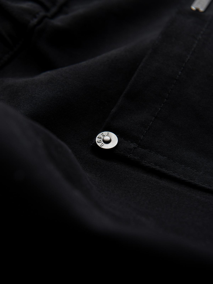 Spodnie męskie cargo STRAIGHT LEG z paskami na kieszeniach – czarne V4 OM-PACG-0197