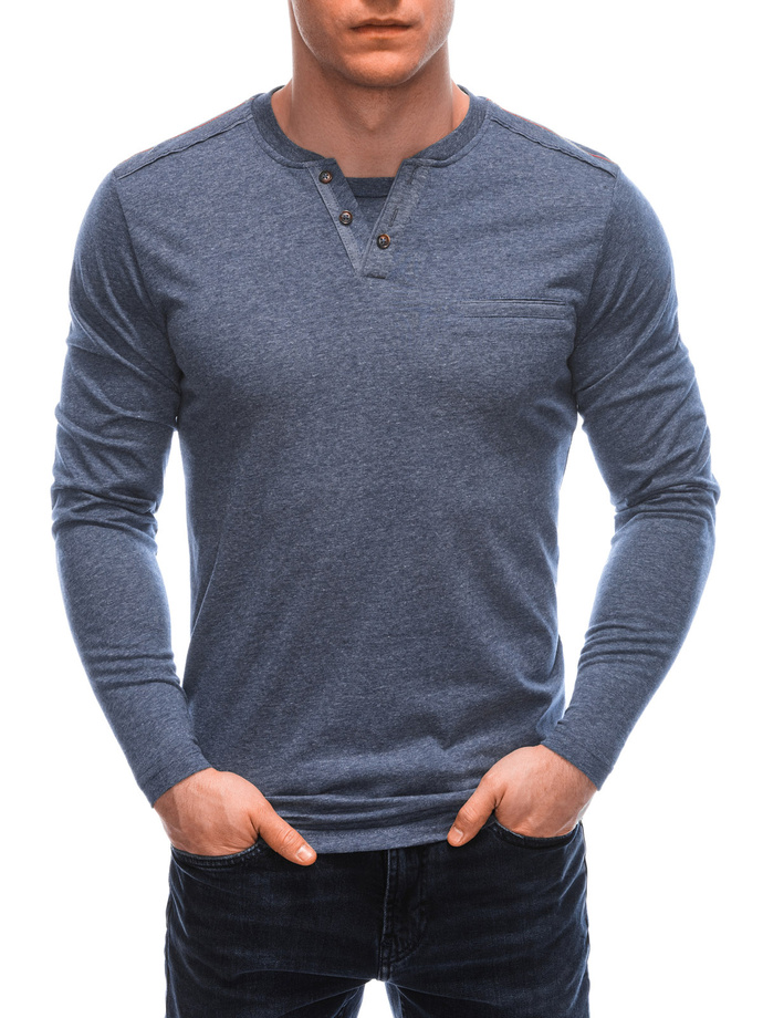 Men's printed longsleeve L166 - navy blue