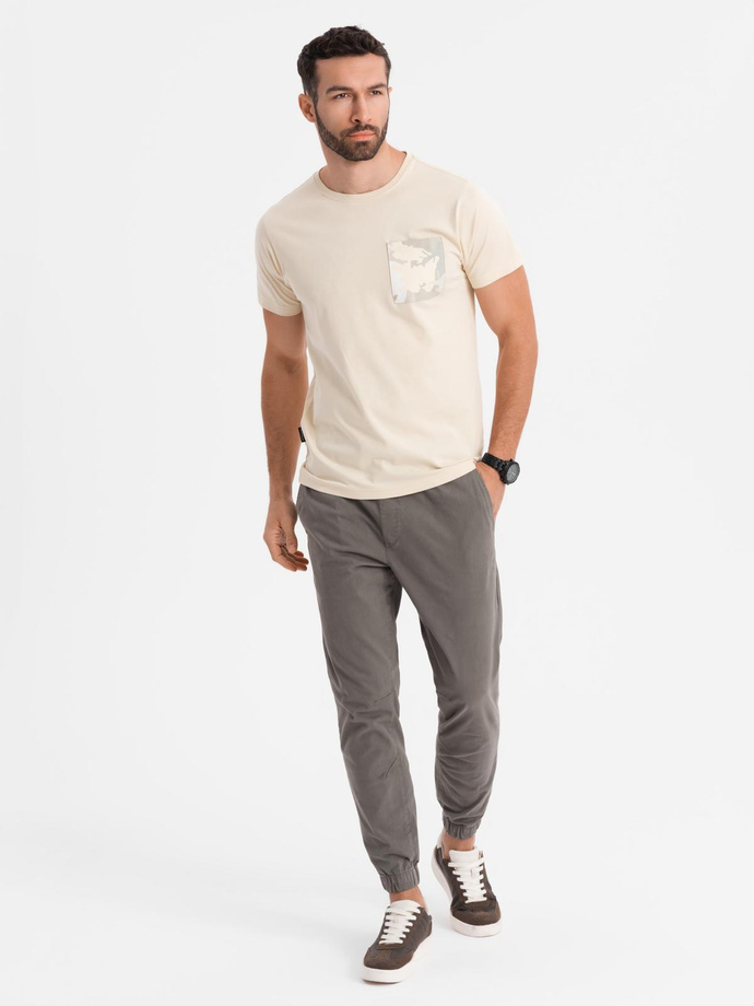 Men's cotton t-shirt with printed pocket - turquoise V1 OM-TSPT-0228