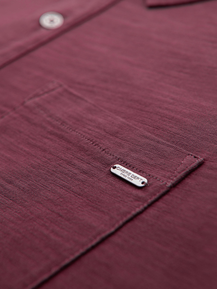 Men's polo t-shirt with decorative buttons - maroon V6 S1744