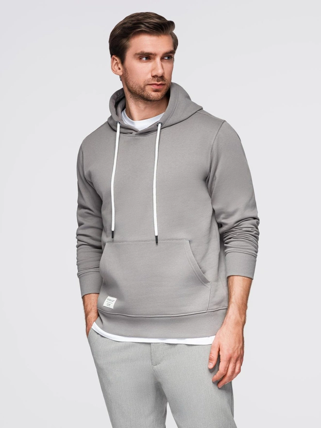 Men's BASIC kangaroo hooded sweatshirt - grey V8 B1674