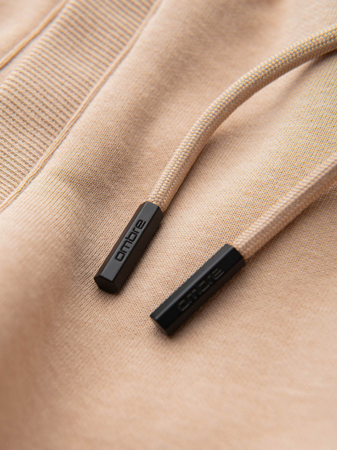 Dresowe męskie szorty bawełniane BASIC – beżowe V6 OM-SRBS-0149