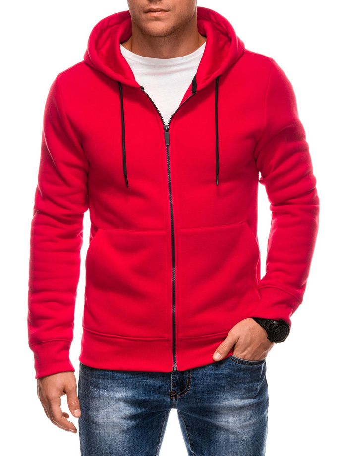 BASIC unbuttoned men's hooded sweatshirt - red V4 EM-SSBZ-0101