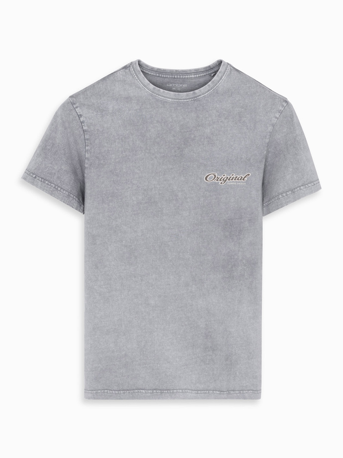Cotton t-shirt printed on chest and back - gray V1 OM-TSWT-0201