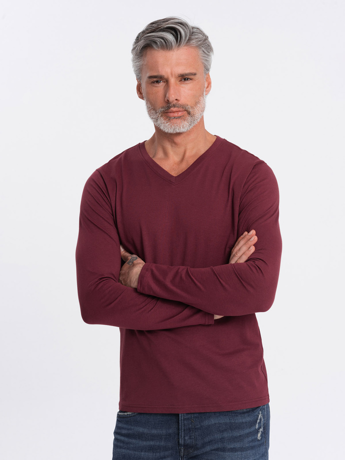 Men's unprinted longsleeve with a crew neckline - maroon V8 OM-LSBL-0108