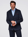 Men's knitted jacket with a fitted cut - navy blue V3 OM-BLZB-0100