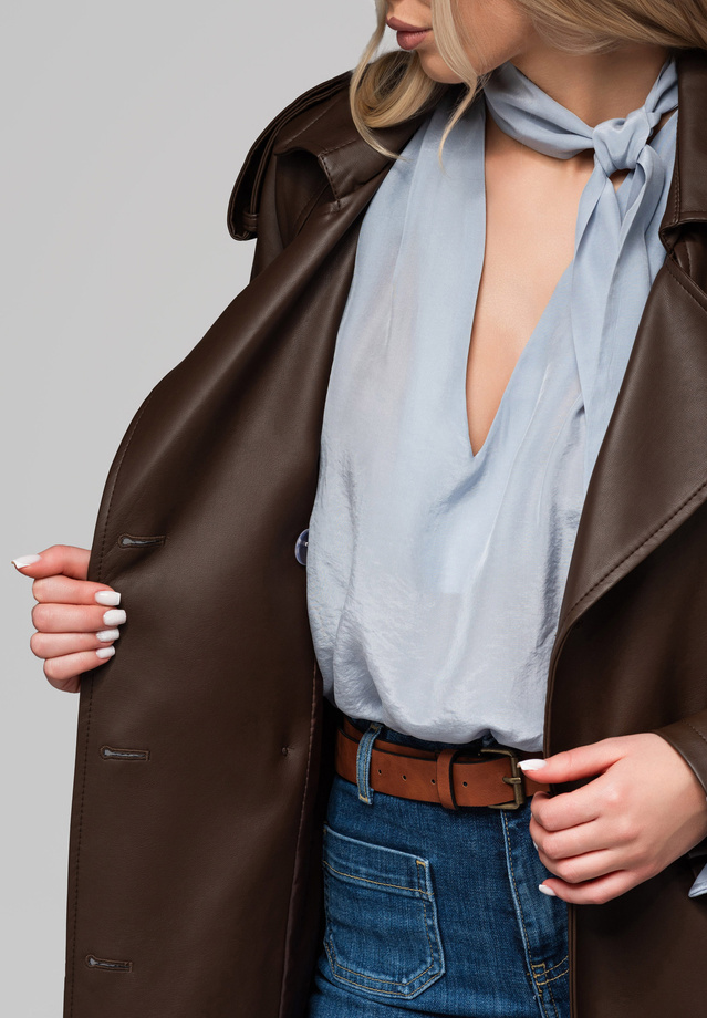 Men's minimalist coat with detachable vest - beige V1 OM-COLC-0139