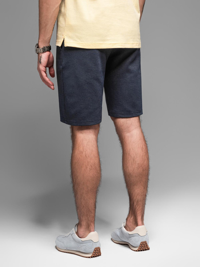 Casualowe męskie szorty SLIM FIT z dzianiny żakardowej – granatowe V1 OM-SRCS-0168