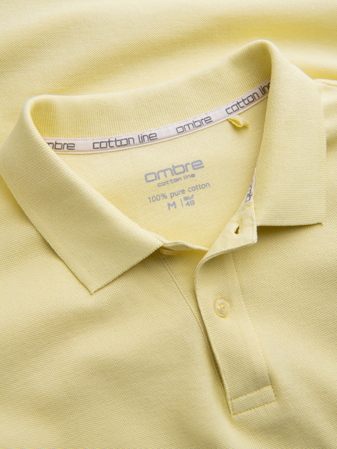 BASIC men's single color pique knit polo shirt - yellow V15 OM-POBS-0100