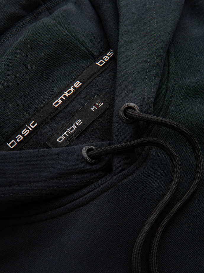 Męska dresowa bluza kangurka z kapturem BASIC – czarna V9 OM-SSBN-0161