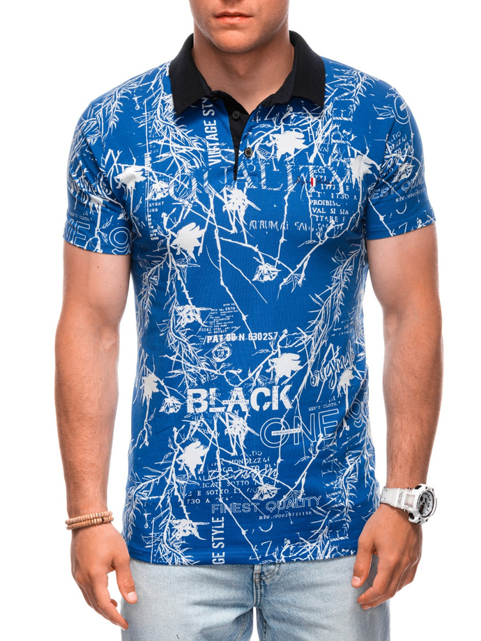 Printed Men's Polo Shirt S1994 - blue