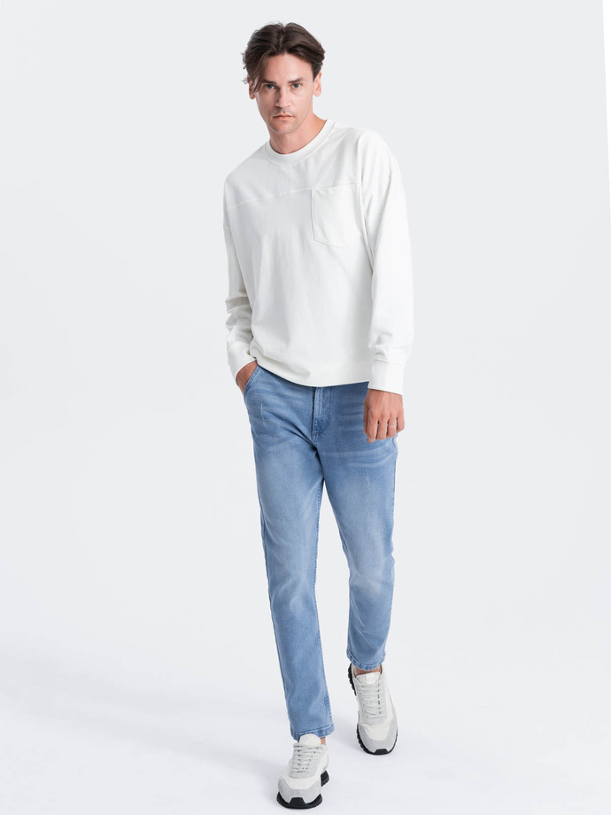 Men's SKINNY FIT denim pants with chino pockets - light blue V2 OM-PADP-0100