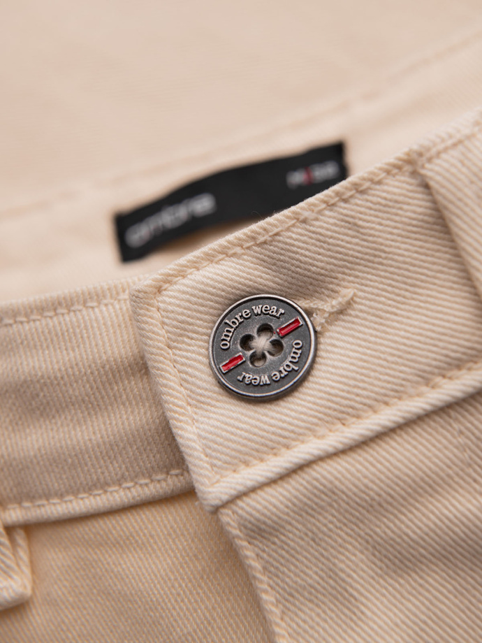 Men's denim classic shorts with rolled up leg - cream V2 OM-SRDS-0162