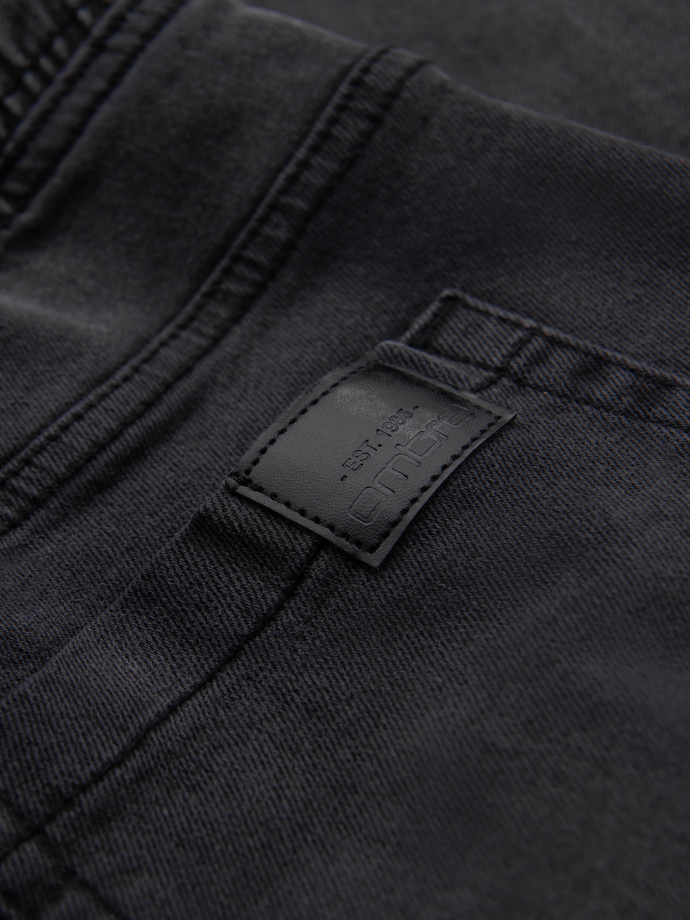 Spodnie męskie JOGGERY jeansowe z efektem sprania - szare V3 OM-PADJ-0267