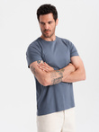 BASIC men's classic cotton T-shirt - dark blue V18 OM-TSBS-0146