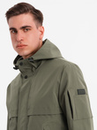 Men's functional transitional jacket with hood - olive V2 OM-JANP-0225