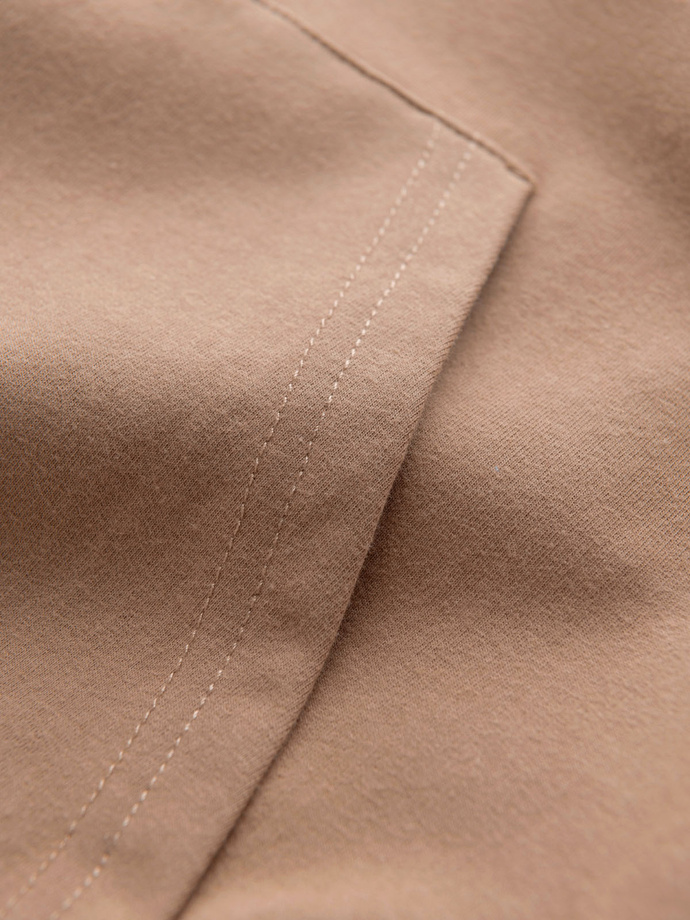 Męska bluza z kapturem kangurka z logotypem – brązowa V3 OM-SSNZ-0162