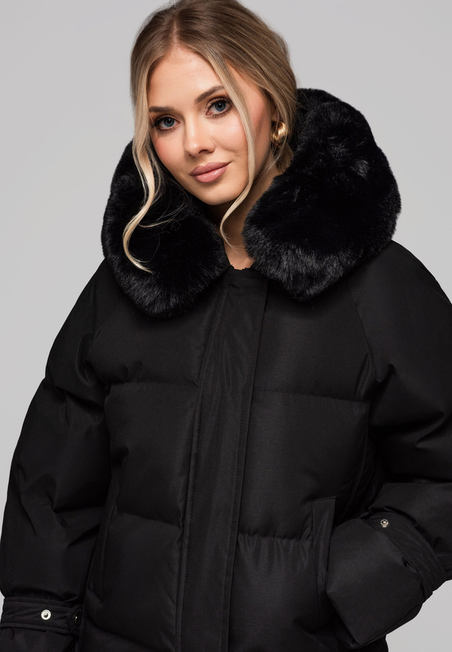 Women's insulated jacket with fur OW-JAHP-0105 v1 - black