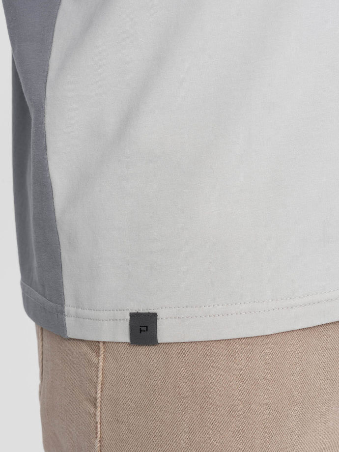 Men's t-shirt with elastane with colored sleeves - gray V4 OM-TSCT-0176
