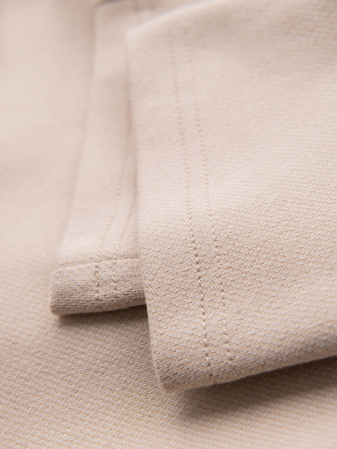 Spodnie męskie CARROT ze strukturalnej dwukolorowej dzianiny - beżowe V2 OM-PACP-0168