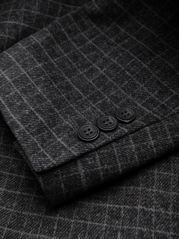 Men's checkered blazer with wool - graphite V2 OM-BLZB-0117
