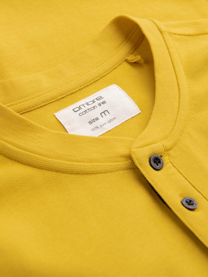 Men's collarless polo shirt - yellow V9 OM-TSCT-0156