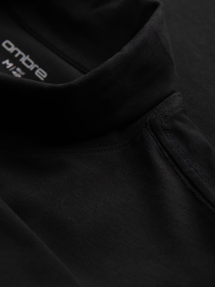 Longsleeve męski gładki z golfem - czarny V1 OM-LSCL-0130