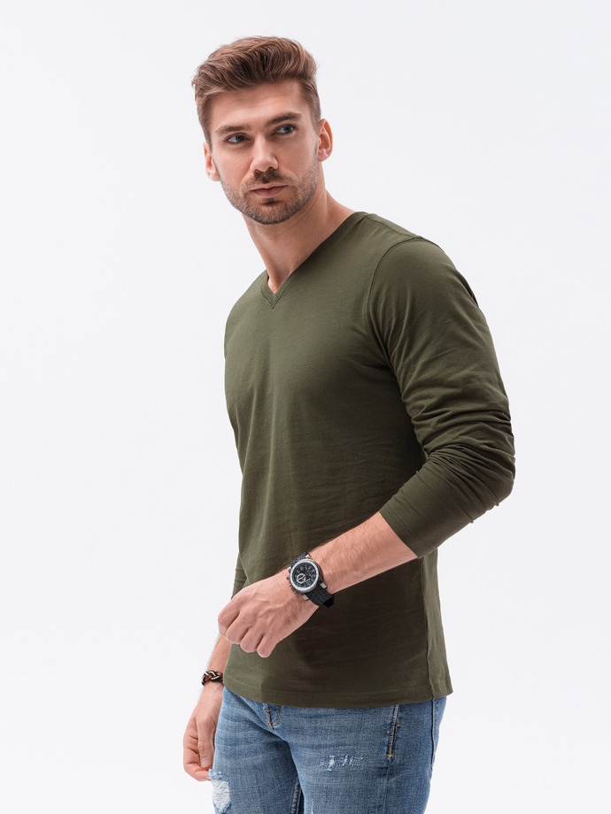 Men's plain longsleeve L136 - dark olive V2