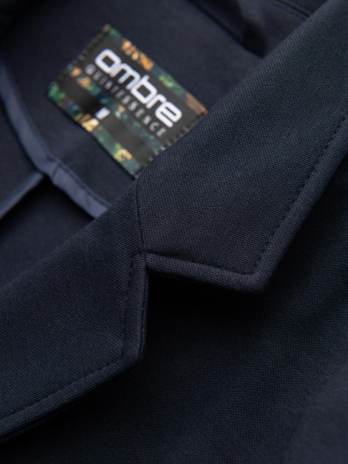 Men's SLIM knit jacket with subtle texture - navy blue V3 OM-BLZB-0101