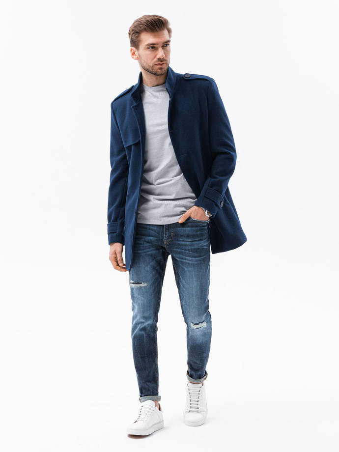 Men's mid-season coat - navy C603
