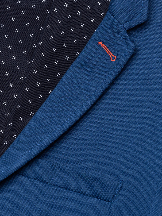 Marynarka męska casual z kontrastowymi elementami - niebieska V4 M80