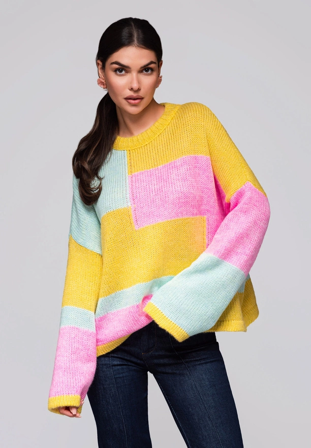 Women's sweater LW-SWSW-0108 - yellow/mint